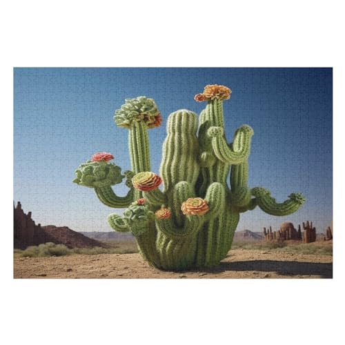 Kaktus Holzpuzzle 1000 Teile Klassische Puzzles Erwachsene Kinder Puzzle DIY Kit Holzspielzeug Einzigartiges Geschenk Moderne Wohnkultur （75×50cm） von AAPZY