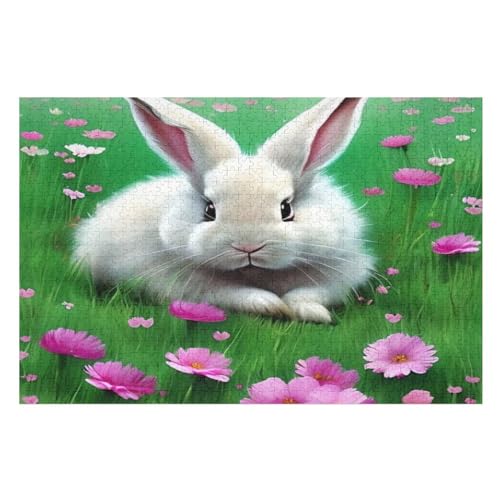 Kaninchen Holzpuzzle 1000 Teile Klassische Puzzles Erwachsene Kinder Puzzle DIY Kit Holzspielzeug Einzigartiges Geschenk Moderne Wohnkultur （75×50cm） von AAPZY