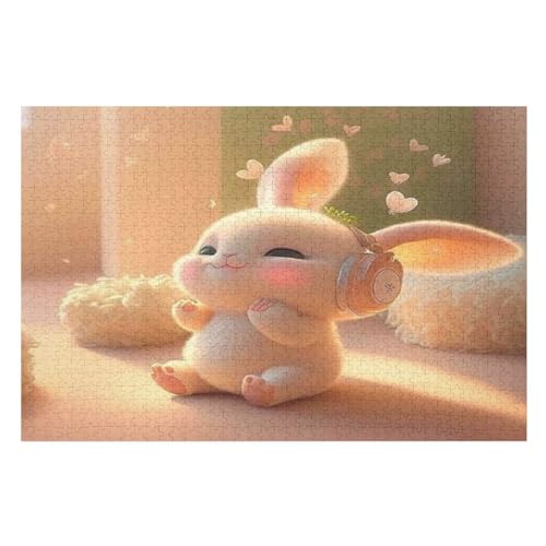 Kaninchen Holzpuzzle 1000 Teile Klassische Puzzles Erwachsene Kinder Puzzle DIY Kit Holzspielzeug Einzigartiges Geschenk Moderne Wohnkultur （75×50cm） von AAPZY