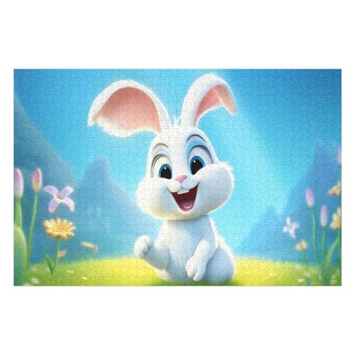 Kaninchen Puzzle 1000 Teile,Puzzles Für Erwachsene, Impossible Puzzle, Geschicklichkeitsspiel Für Die Ganze Familie, Puzzle Kinder,Holzpuzzle-Geschenk,Raumdekoration, （75×50cm） von AAPZY