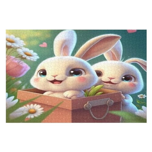 Kaninchen Puzzle 1000 Teile,Puzzles Für Erwachsene, Impossible Puzzle, Geschicklichkeitsspiel Für Die Ganze Familie, Puzzle Kinder,Holzpuzzle-Geschenk,Raumdekoration, （75×50cm） von AAPZY