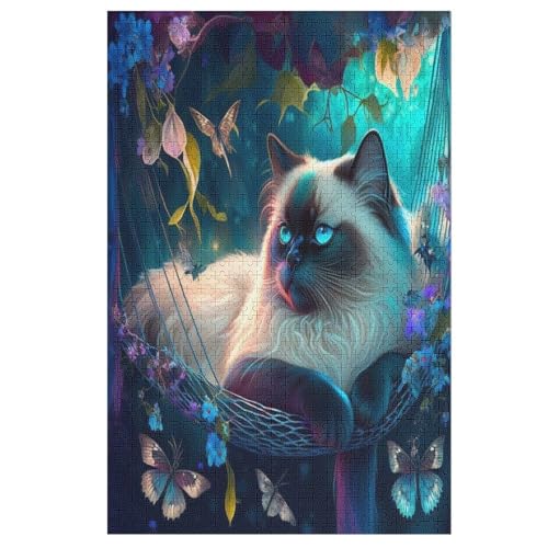 Katze 1000 Teile Puzzles, Wood Craft, Hochwertiges Modernes Puzzle, DIY, Für Erwachsene Und Kinder Ab 12 Jahren Holz, Puzzle （78×53cm） von AAPZY