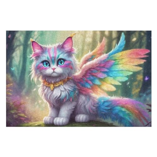 Katze Holzpuzzle 1000 Teile Klassische Puzzles Erwachsene Kinder Puzzle DIY Kit Holzspielzeug Einzigartiges Geschenk Moderne Wohnkultur （75×50cm） von AAPZY