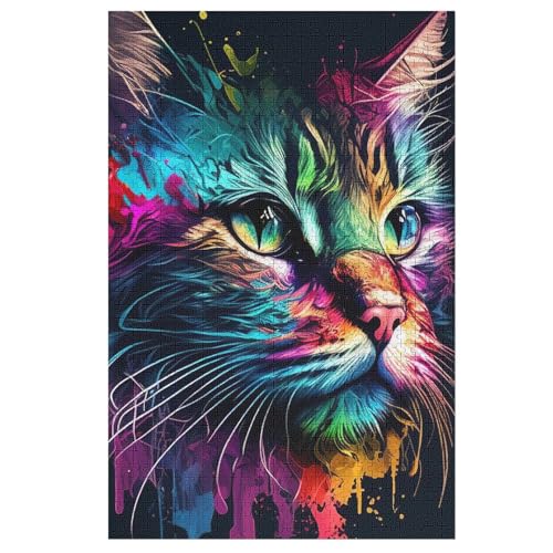Katze -Puzzle, 1000 Teile,Holzpuzzle Für Erwachsene Kinder, Lustiges Spielzeug, Denkspiel, Spielzeug, Bildungsspiel, Herausforderung, Pädagogisch, （78×53cm） von AAPZY