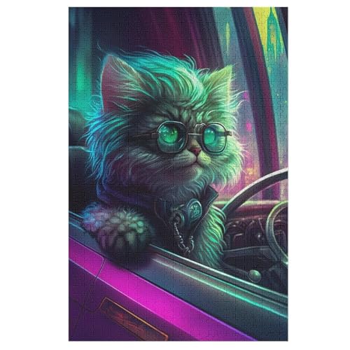 Katze -Puzzle, 1000 Teile,Holzpuzzle Für Erwachsene Kinder, Lustiges Spielzeug, Denkspiel, Spielzeug, Bildungsspiel, Herausforderung, Pädagogisch, （78×53cm） von AAPZY