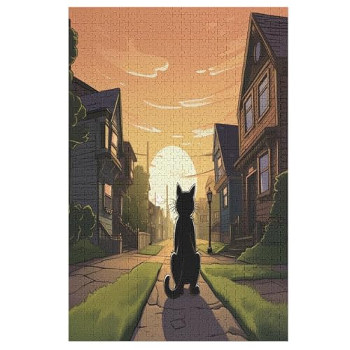 Katze Puzzle 1000 Teile,Puzzles Für Erwachsene, Impossible Puzzle, Geschicklichkeitsspiel Für Die Ganze Familie, Puzzle Kinder,Holzpuzzle-Geschenk,Raumdekoration, （78×53cm） von AAPZY