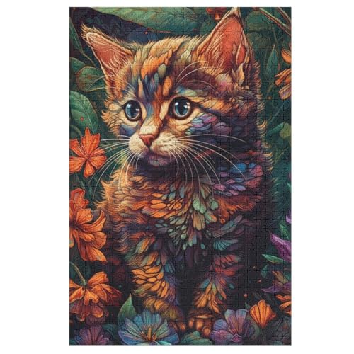 Katze Puzzle Für Erwachsene 1000 Teile Premium 100% Recyceltes Brett Zum Lernen, Lernspielzeug, Familienspiele Kinder Holzpuzzle （78×53cm） von AAPZY