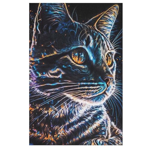 Katze Puzzle Für Erwachsene 1000 Teile Premium 100% Recyceltes Brett Zum Lernen, Lernspielzeug, Familienspiele Kinder Holzpuzzle （78×53cm） von AAPZY