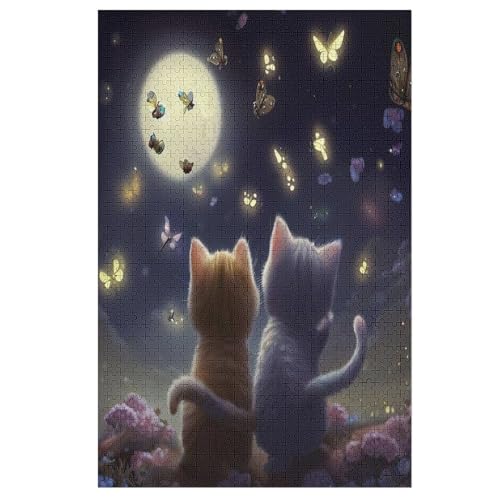 Katze Puzzle Für Erwachsene 1000 Teile Premium 100% Recyceltes Brett Zum Lernen, Lernspielzeug, Familienspiele Kinder Holzpuzzle （78×53cm） von AAPZY