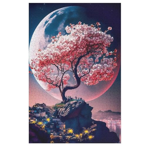 Kirschbaum, japanische Kunst-Puzzle Für Erwachsene, 1000 Teile, Holzpuzzle, Kinderpuzzle, Dekompressionsspiel, Spielzeugpuzzle （78×53cm） von AAPZY