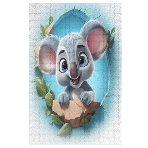 Koala Puzzle 1000 Teile, Holzpuzzle Für Erwachsene, Impossible Puzzle, Geschicklichkeitsspiel Für Die Ganze Familie, Puzzle Farbenfrohes Legespiel Kinder Puzzles （78×53cm） von AAPZY