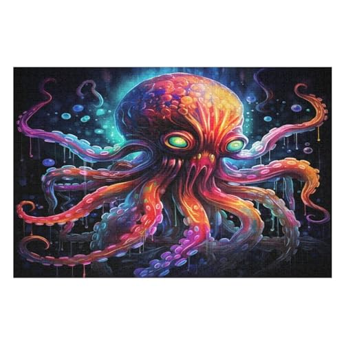 Krake Puzzles 1000 Teile Erwachsener Kniffel Spaß Für Die Ganze Familie - 1000 Puzzleteilige Motive, Holzpuzzle Kinder Erwachsene, Impossible Puzzle Schwer （75×50cm） von AAPZY