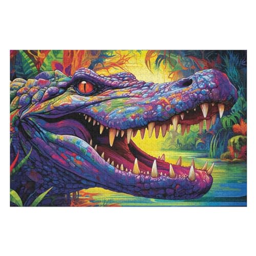 Krokodil Holzpuzzle 1000 Teile Klassische Puzzles Erwachsene Kinder Puzzle DIY Kit Holzspielzeug Einzigartiges Geschenk Moderne Wohnkultur （75×50cm） von AAPZY