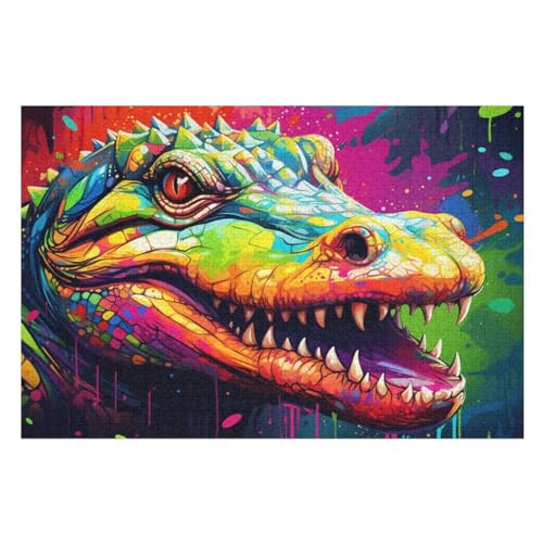 Krokodil -Puzzle, 1000 Teile,Holzpuzzle Für Erwachsene Kinder, Lustiges Spielzeug, Denkspiel, Spielzeug, Bildungsspiel, Herausforderung, Pädagogisch, （75×50cm） von AAPZY