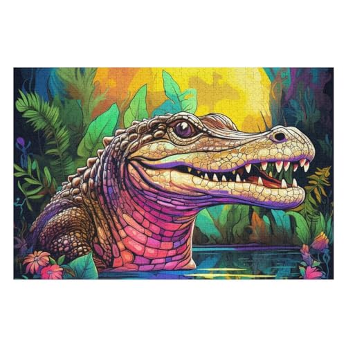 Krokodil – Puzzle 1000 Teile, Holzpuzzle, Herausforderndes Geschicklichkeitsspiel Für Die Ganze Familie, Kinder Erwachsenenpuzzle Ab 12 Jahren （75×50cm） von AAPZY
