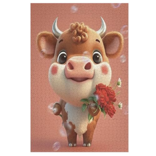 Kuh Holzpuzzle Erwachsene - 1000 Teiliges Jigsaw Knobelspiel - Puzzle Für Erwachsene & Kinder - Outdoor & Reisespielzeug - Geduldspiel （78×53cm） von AAPZY