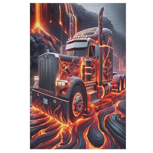 LKW 1000 Teile Puzzle Für Erwachsene, Herausforderung Puzzles - Familienpuzzle Verringerter Druck Schwieriges Puzzle Rahmen Holzpuzzle Für Erwachsene Kinder 12+ （78×53cm） von AAPZY