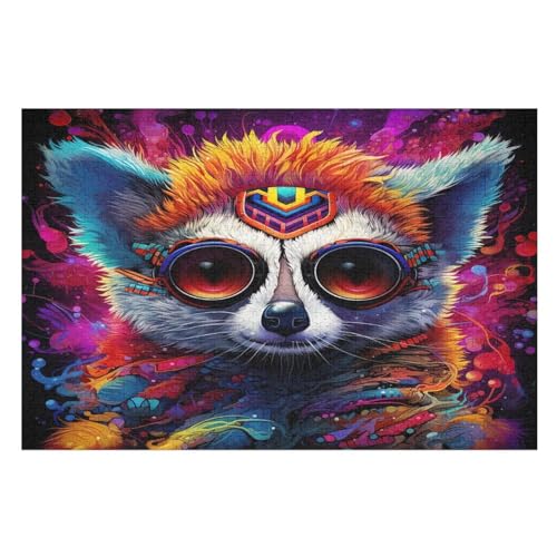 Lemurentier Puzzle Für Erwachsene 1000 Teile Premium 100% Recyceltes Brett Zum Lernen, Lernspielzeug, Familienspiele Kinder Holzpuzzle （75×50cm） von AAPZY