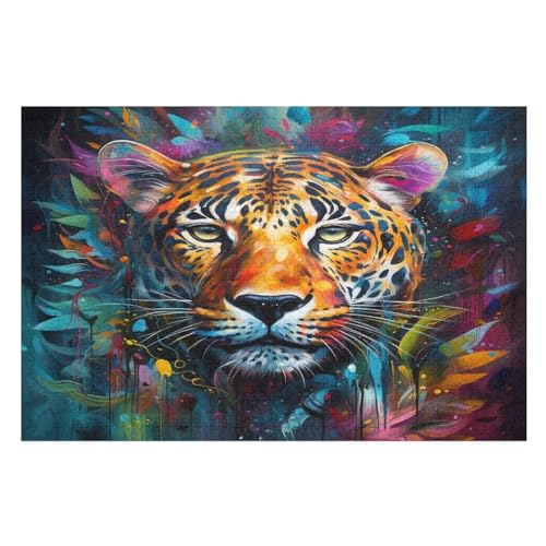 Leopard 1000 Teile Premium-Puzzles Für Erwachsene Kinder- Holzpuzzles Spaß Und Lernspiele - Perfekte Puzzle-Geschenke （75×50cm） von AAPZY