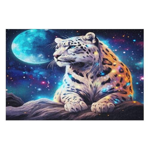 Leopard Holzpuzzle 1000 Teile Klassische Puzzles Erwachsene Kinder Puzzle DIY Kit Holzspielzeug Einzigartiges Geschenk Moderne Wohnkultur （75×50cm） von AAPZY