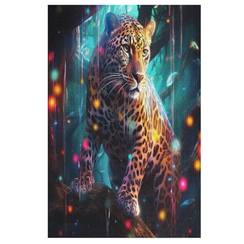 Leopard Puzzle Für Erwachsene 1000 Teile Premium 100% Recyceltes Brett Zum Lernen, Lernspielzeug, Familienspiele Kinder Holzpuzzle （78×53cm） von AAPZY