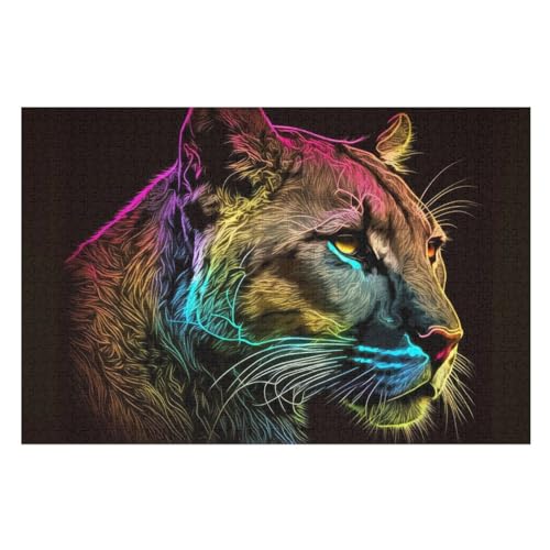 Leopard-Puzzlespiel Aus Holz, 1000 Puzzleteile, Kreatives Puzzle Für Teenager Und Erwachsene, Kreatives Spielzeug, Puzzles, （75×50cm） von AAPZY