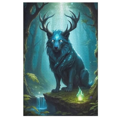 Löwe Green Fire Holzpuzzle 1000 Stück Puzzles Für Erwachsene Teenager Stress Abbauen Familien-Puzzlespiel Poster 1000-teiliges Puzzle Kinder Lernspiel Spielzeug Geschenk （78×53cm） von AAPZY