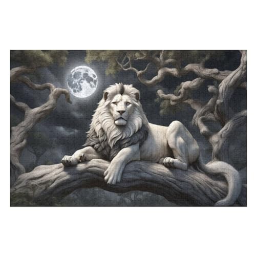 Löwe Holzpuzzle 1000 Teile, Knobelspiele Für Erwachsene, Teenager, Puzzles Unmögliche - Kinder Puzzle Zimmer Deko （75×50cm） von AAPZY