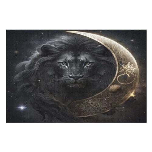 Löwe Holzpuzzle 1000 Teile Klassische Puzzles Erwachsene Kinder Puzzle DIY Kit Holzspielzeug Einzigartiges Geschenk Moderne Wohnkultur （75×50cm） von AAPZY