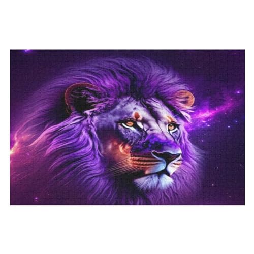 Löwe Holzpuzzle 1000 Teile Klassische Puzzles Erwachsene Kinder Puzzle DIY Kit Holzspielzeug Einzigartiges Geschenk Moderne Wohnkultur （75×50cm） von AAPZY