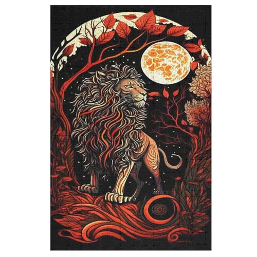 Löwe -Puzzle, 1000 Teile,Holzpuzzle Für Erwachsene Kinder, Lustiges Spielzeug, Denkspiel, Spielzeug, Bildungsspiel, Herausforderung, Pädagogisch, （78×53cm） von AAPZY