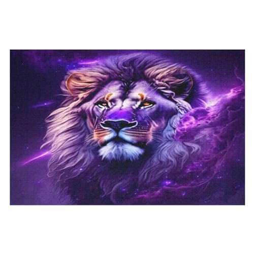 Löwe Puzzle 1000 Teile, Holzpuzzle Für Erwachsene, Impossible Puzzle, Geschicklichkeitsspiel Für Die Ganze Familie, Puzzle Farbenfrohes Legespiel Kinder Puzzles （75×50cm） von AAPZY