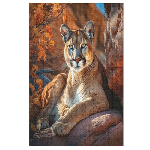 Löwe Puzzle 1000 Teile, Holzpuzzle Für Erwachsene, Impossible Puzzle, Geschicklichkeitsspiel Für Die Ganze Familie, Puzzle Farbenfrohes Legespiel Kinder Puzzles （78×53cm） von AAPZY