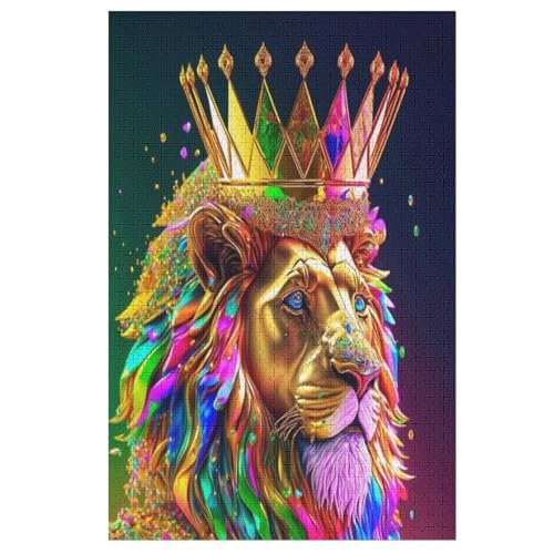 Löwe Puzzle 1000 Teile, Holzpuzzle Für Erwachsene, Impossible Puzzle, Geschicklichkeitsspiel Für Die Ganze Familie, Puzzle Farbenfrohes Legespiel Kinder Puzzles （78×53cm） von AAPZY