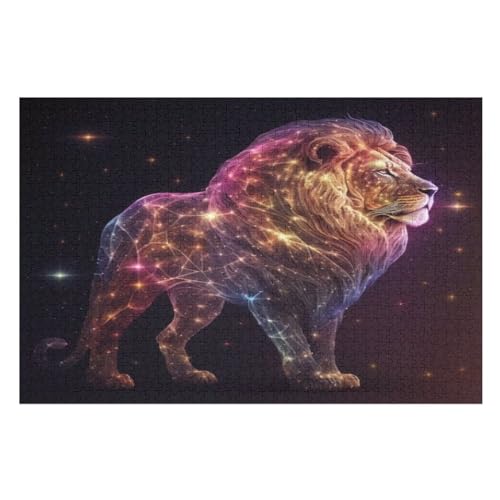 Löwe-Puzzle Für Erwachsene, 1000 Teile, Holzpuzzle, Kinderpuzzle, Dekompressionsspiel, Spielzeugpuzzle （75×50cm） von AAPZY