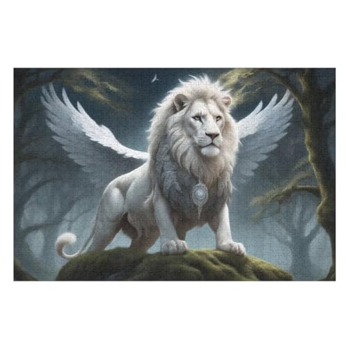 Löwe Puzzle Für Erwachsene 1000 Teile Premium 100% Recyceltes Brett Zum Lernen, Lernspielzeug, Familienspiele Kinder Holzpuzzle （75×50cm） von AAPZY