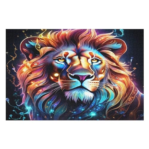 Löwe Puzzles 1000 Teile Erwachsener Kniffel Spaß Für Die Ganze Familie - 1000 Puzzleteilige Motive, Holzpuzzle Kinder Erwachsene, Impossible Puzzle Schwer （75×50cm） von AAPZY