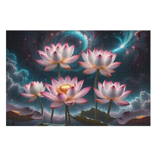 Lotus Puzzle Für Erwachsene,1000-teiliges Puzzle,Puzzle Für Erwachsene Und Kinder,Holzpuzzle,Lernspielzeug, （75×50cm） von AAPZY
