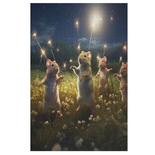 Maus Holzpuzzle 1000 Teile, Knobelspiele Für Erwachsene, Teenager, Puzzles Unmögliche - Kinder Puzzle Zimmer Deko （78×53cm） von AAPZY