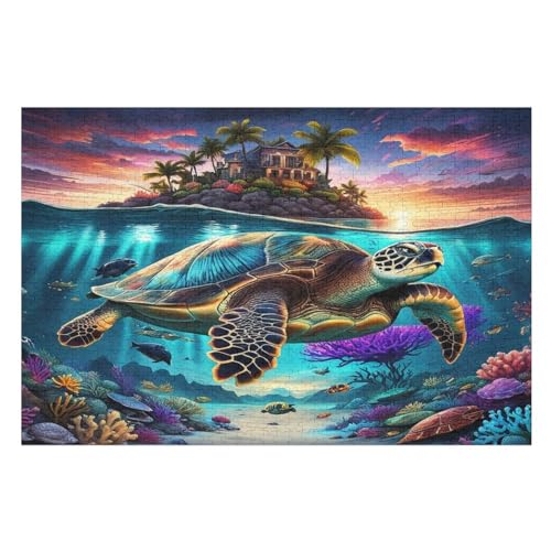 Meeresschildkröte Puzzles 1000 Teile Erwachsener Kniffel Spaß Für Die Ganze Familie - 1000 Puzzleteilige Motive, Holzpuzzle Kinder Erwachsene, Impossible Puzzle Schwer （75×50cm） von AAPZY