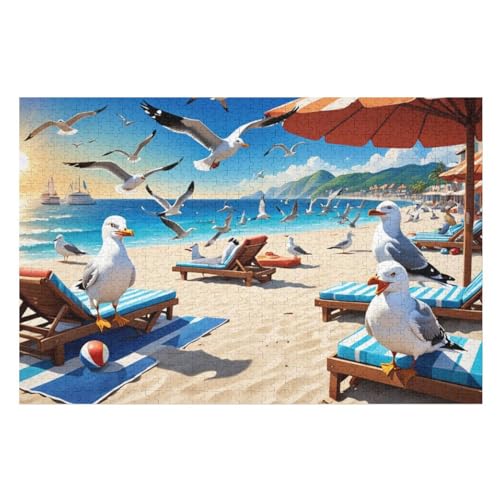 Möwe Holzpuzzle 1000 Teile Klassische Puzzles Erwachsene Kinder Puzzle DIY Kit Holzspielzeug Einzigartiges Geschenk Moderne Wohnkultur （75×50cm） von AAPZY