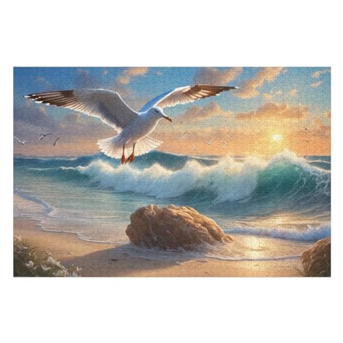 Möwe Holzpuzzle 1000 Teile Klassische Puzzles Erwachsene Kinder Puzzle DIY Kit Holzspielzeug Einzigartiges Geschenk Moderne Wohnkultur （75×50cm） von AAPZY