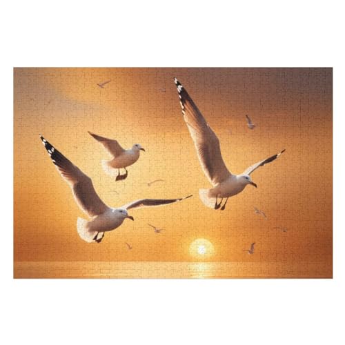 Möwe-Puzzle Für Erwachsene, 1000 Teile, Holzpuzzle, Kinderpuzzle, Dekompressionsspiel, Spielzeugpuzzle （75×50cm） von AAPZY