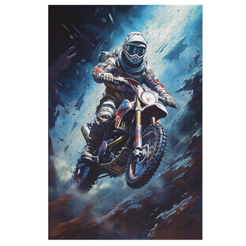 Motocross Puzzle 1000 Teile, Holzpuzzle Für Erwachsene, Impossible Puzzle, Geschicklichkeitsspiel Für Die Ganze Familie, Puzzle Farbenfrohes Legespiel Kinder Puzzles （78×53cm） von AAPZY