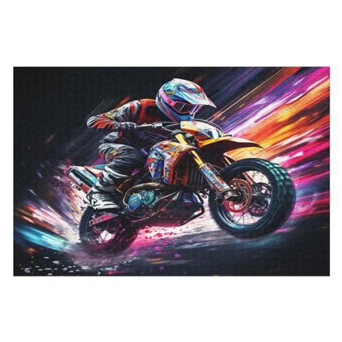 Motorrad Holzpuzzle 1000 Teile, Knobelspiele Für Erwachsene, Teenager, Puzzles Unmögliche - Kinder Puzzle Zimmer Deko （75×50cm） von AAPZY