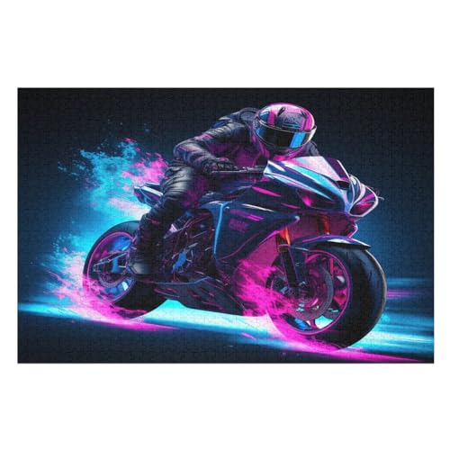 Motorrad Holzpuzzle 1000 Teile Klassische Puzzles Erwachsene Kinder Puzzle DIY Kit Holzspielzeug Einzigartiges Geschenk Moderne Wohnkultur （75×50cm） von AAPZY
