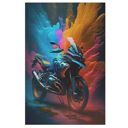 Motorrad -Puzzle, 1000 Teile,Holzpuzzle Für Erwachsene Kinder, Lustiges Spielzeug, Denkspiel, Spielzeug, Bildungsspiel, Herausforderung, Pädagogisch, （78×53cm） von AAPZY