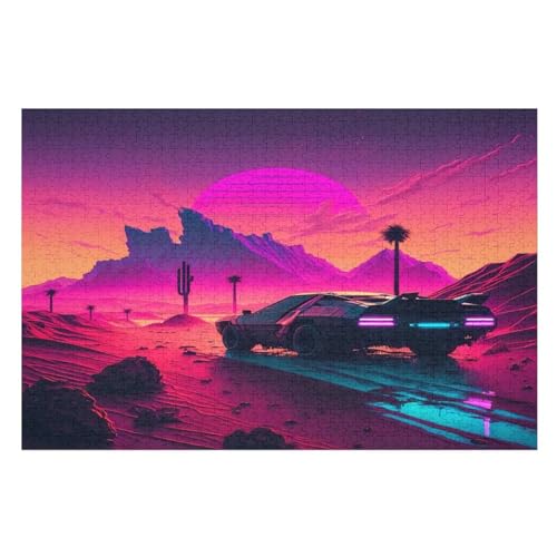 Neonauto Holzpuzzle 1000 Teile, Knobelspiele Für Erwachsene, Teenager, Puzzles Unmögliche - Kinder Puzzle Zimmer Deko （75×50cm） von AAPZY
