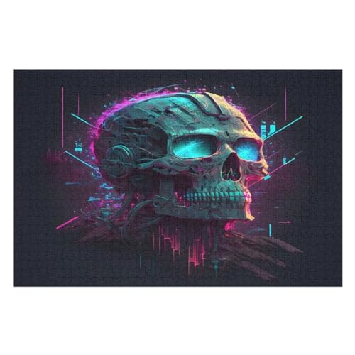 Neonskelett – Puzzle 1000 Teile, Holzpuzzle, Herausforderndes Geschicklichkeitsspiel Für Die Ganze Familie, Kinder Erwachsenenpuzzle Ab 12 Jahren （75×50cm） von AAPZY