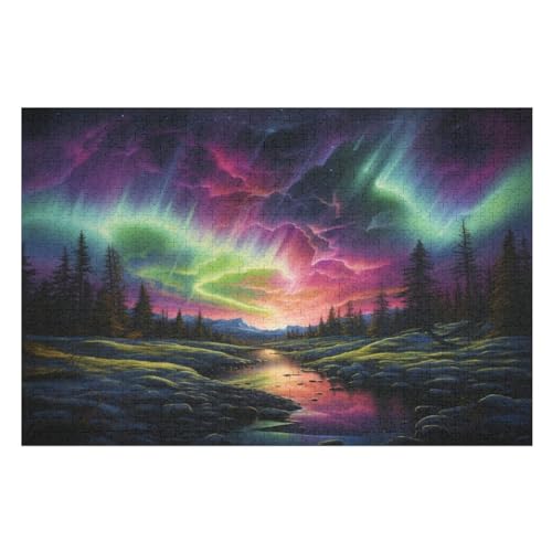 Nordlichter in Norwegen Puzzles 1000 Teile Erwachsener Kniffel Spaß Für Die Ganze Familie - 1000 Puzzleteilige Motive, Holzpuzzle Kinder Erwachsene, Impossible Puzzle Schwer （75×50cm） von AAPZY